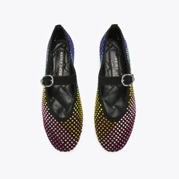 Kurt Geiger London $145 Mayfair Ballet Flat Black Combination Sz 8.5 NIB! - Picture 2 of 5